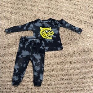 Kids Black Tie-Dye Pajamas with Tiger Print